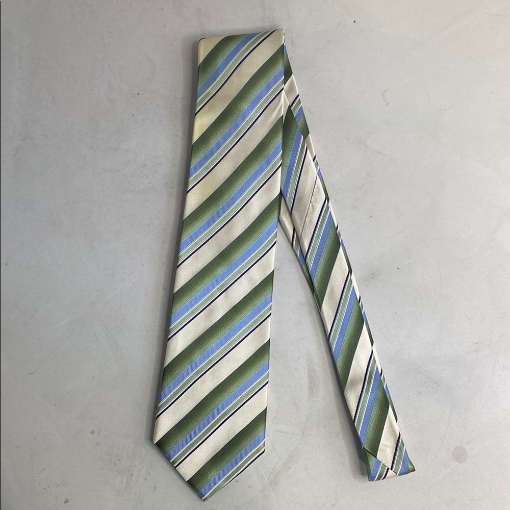 Geoffrey Beene Green and Blue Striped Tie